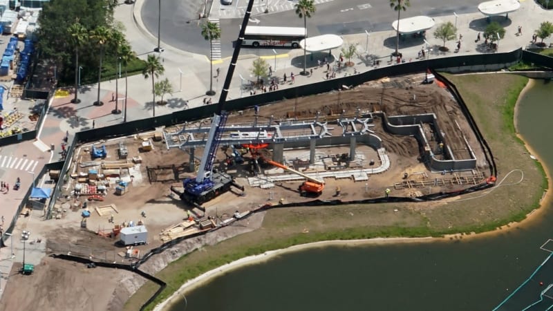 Disney Skyliner Bull Wheel Installed in Hollywood Studios aerial