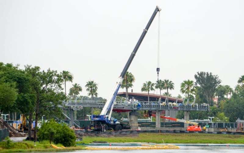 Crane for Disney Skyliner Landing System Installation at Hollywood Studios Station