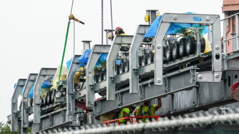 view of the landing system for Disney Skyliner