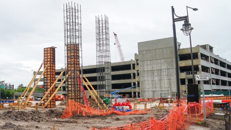 Construction for Pedestrian Bridge Starts in Disney Springs bridge columns