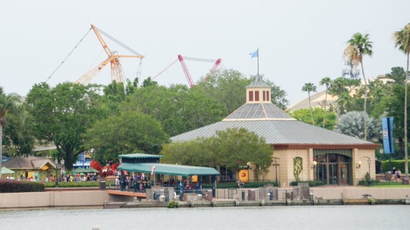 two cranes as Guardians of the Galaxy Coaster Rises Up