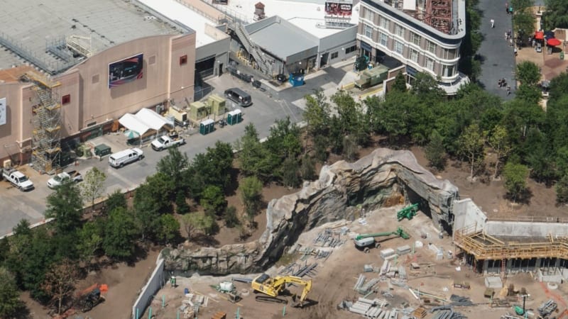 Star Wars Galaxy's Edge entrance rock work and trees