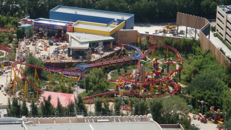 Toy Story Land Construction Update May 2018 slinky dog dash track