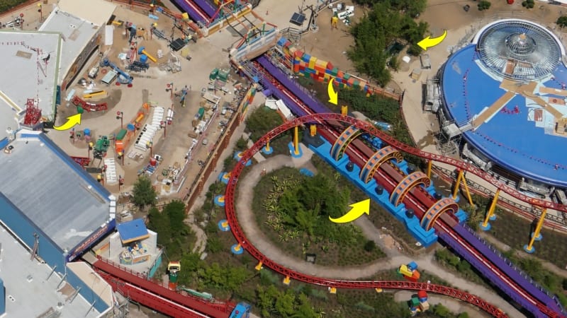 Toy Story Land Construction Update May 2018 slinky dog dash lights