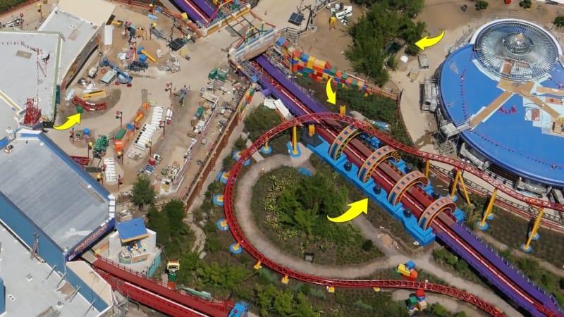 Toy Story Land Construction Update May 2018 slinky dog dash lights