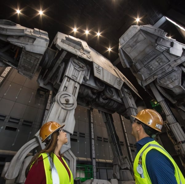 AT-AT Walkers Inside Battle Escape Attraction in Galaxy's Edge