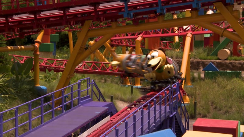 Cast Members Ride Slinky Dog Dash Coaster in Toy Story Land