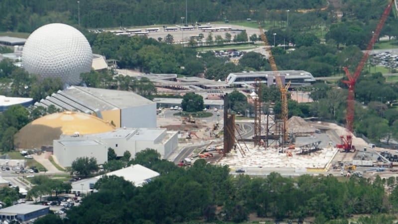 Guardians of the Galaxy Coaster Roof Being Prepared aerial shot