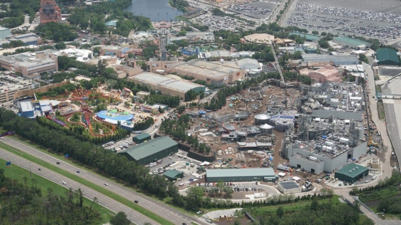 Star Wars Galaxy's Edge Construction Update June 2018 aerial shot