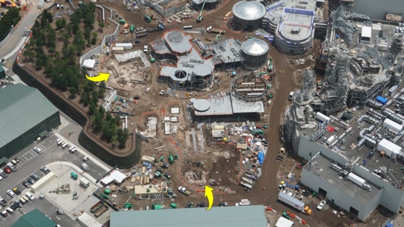 Star Wars Galaxy's Edge Construction Update June 2018 black spire outpost construction