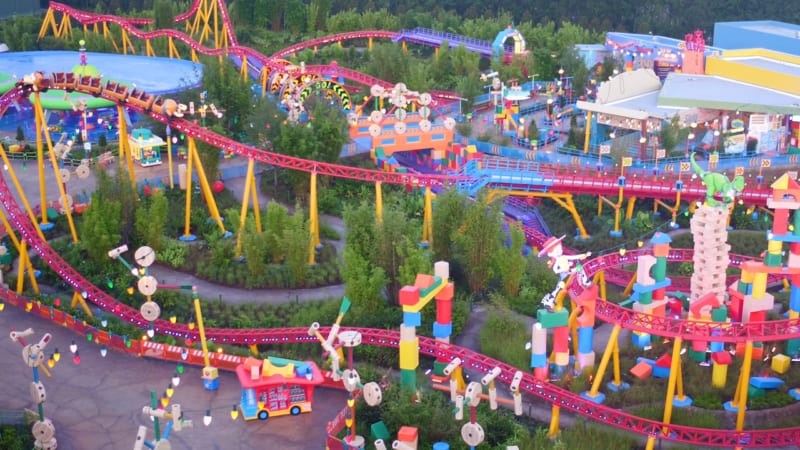 new toy story land aerial drone footage
