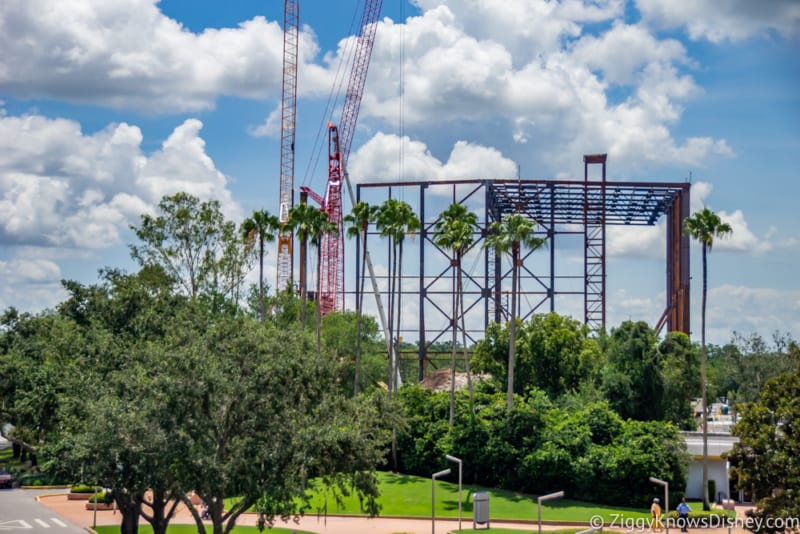 Guardians of the Galaxy Construction July 2018 impact around Epcot