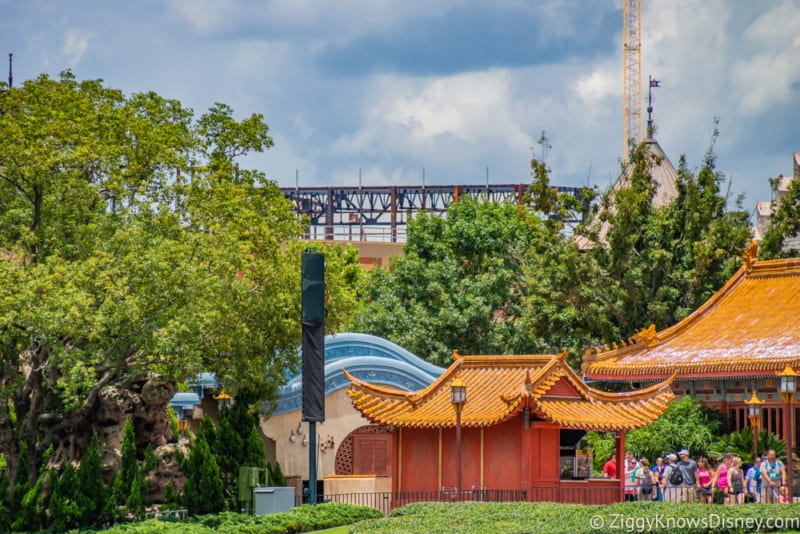 Guardians of the Galaxy Construction July 2018 impact around Epcot