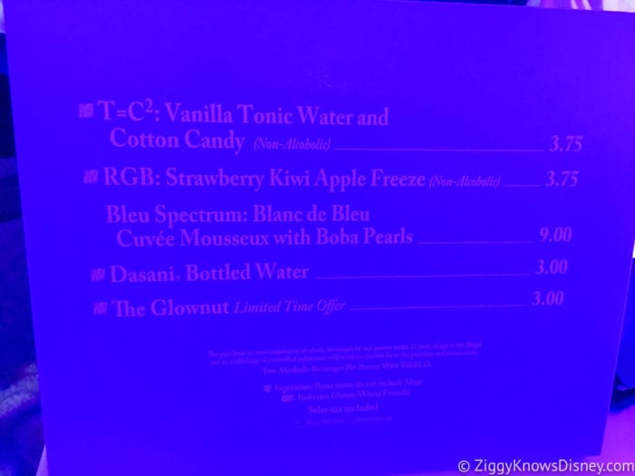 Light Lab Review 2017 Epcot Food and Wine Festival Light Lab Menu