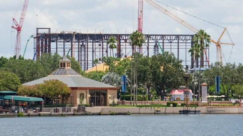 Guardians of the Galaxy Coaster Construction August 2018 across lagoon