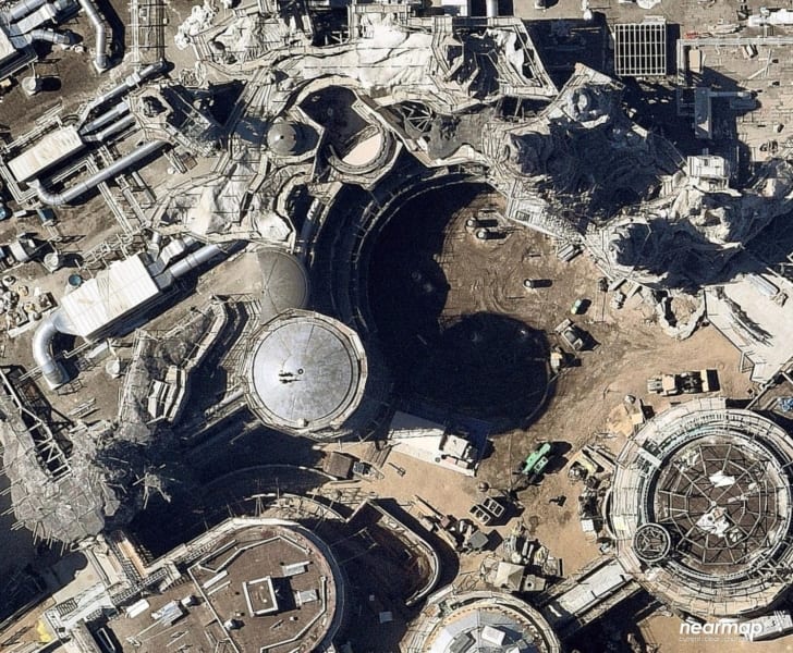 Latest Star Wars Galaxy's Edge Disneyland Aerial Construction photos Millennium Falcon
