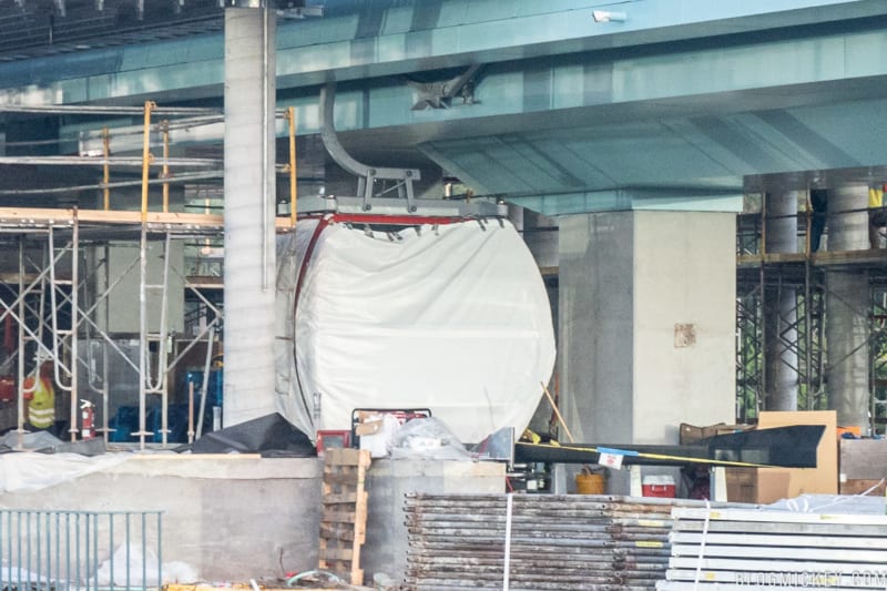 First Disney Skyliner Gondola Car Arrives in Hollywood Studios car in station