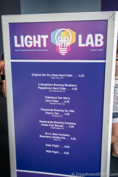 Light Lab Review 2018 Epcot Food and Wine Festival menu